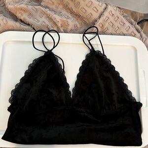 Garage Black Velvet Lace Bralette